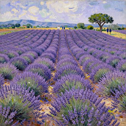Post-Impressionist Provence Lavender Scene