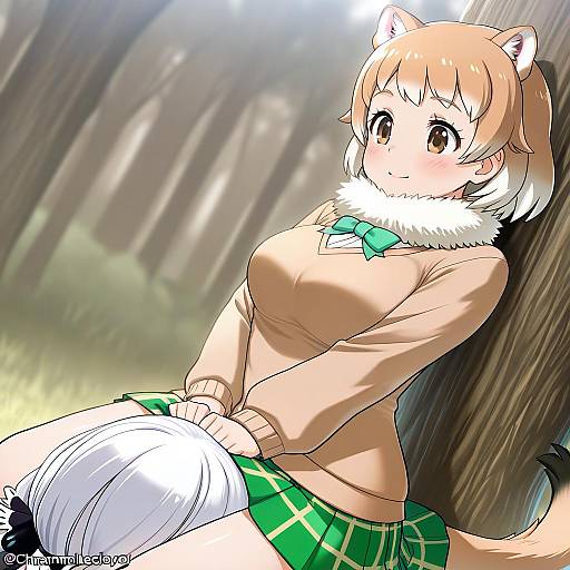 Illustration of Black-tailed prairie dog (kemono friends), kemono friends in the style of Chameleon (ryokucha combo)