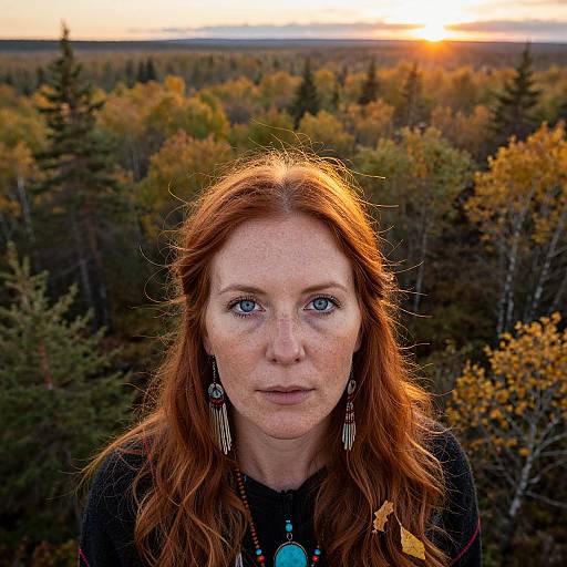 Native American Woman in Scandinavian Forest