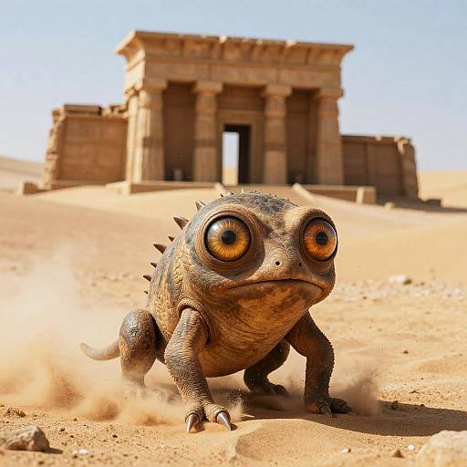 Four-Eyed Creature in Fantasy Desert