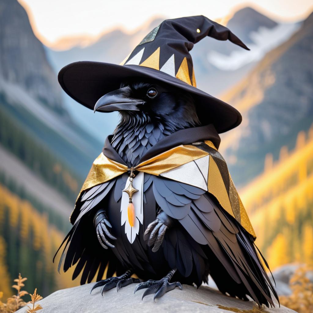 Charming Raven in Enchanted Mountainscape