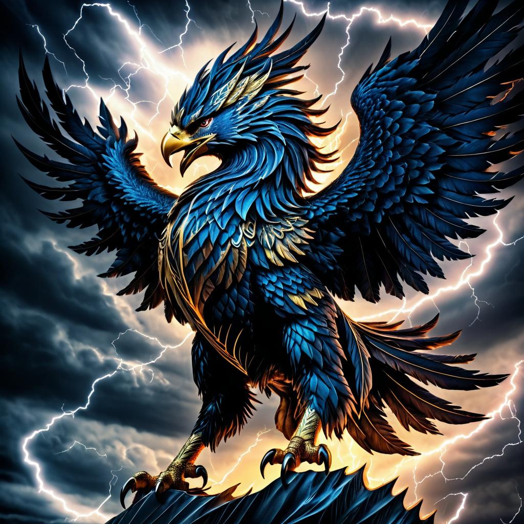 Regal Griffin in a Stormy Sky