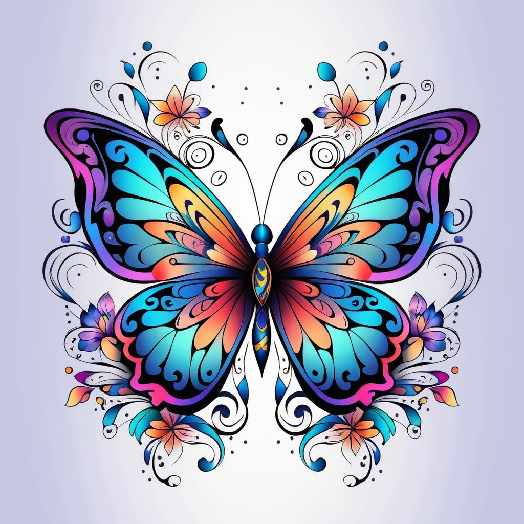 Whimsical Butterfly Tattoo Design