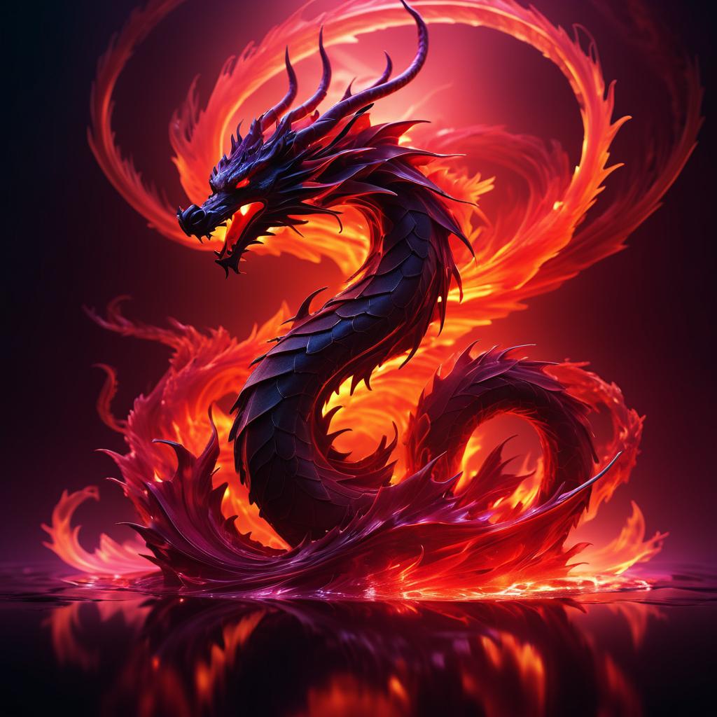 Ethereal Dragon in Fiery Silhouette