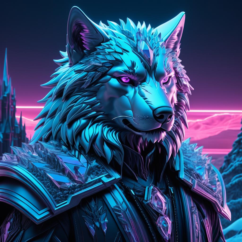 Dystopian Crystalized Wolf Portrait