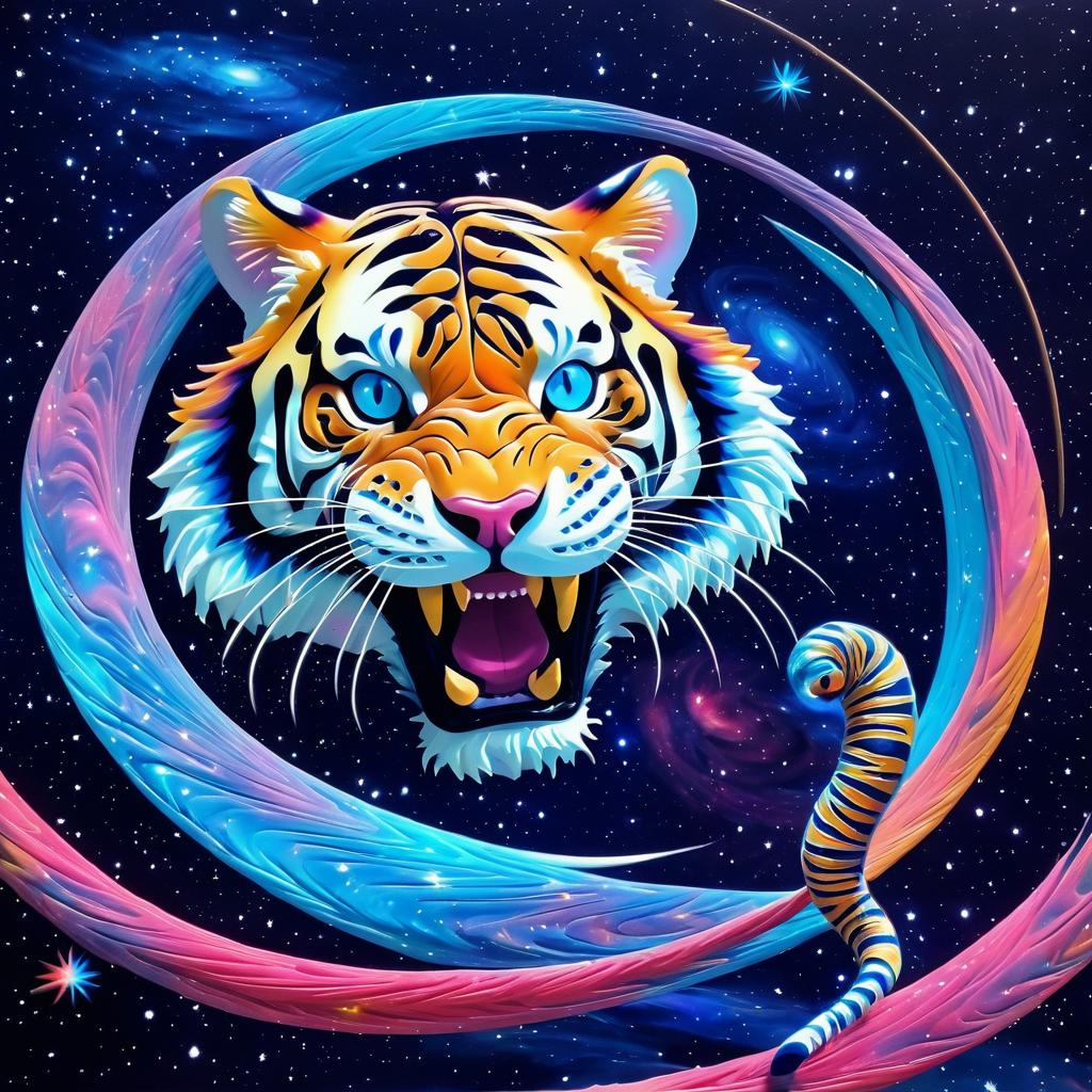 Surreal Space Tiger Art Installation