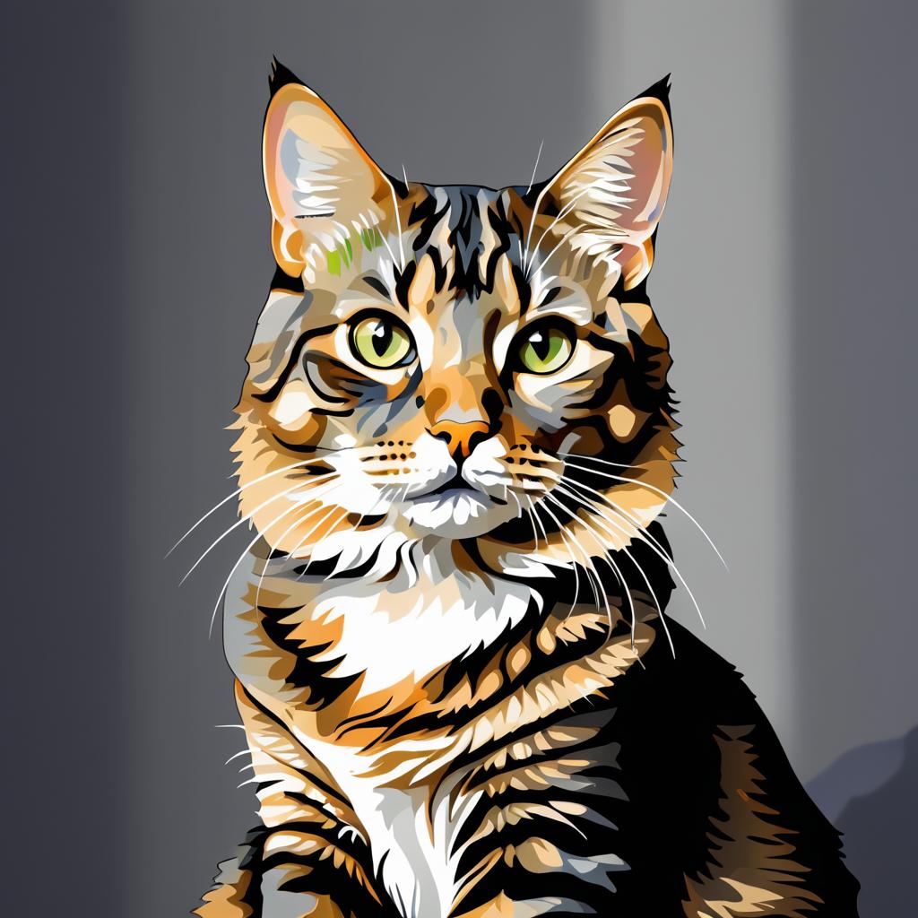 Elegant Tabby Cat Mural Portrait