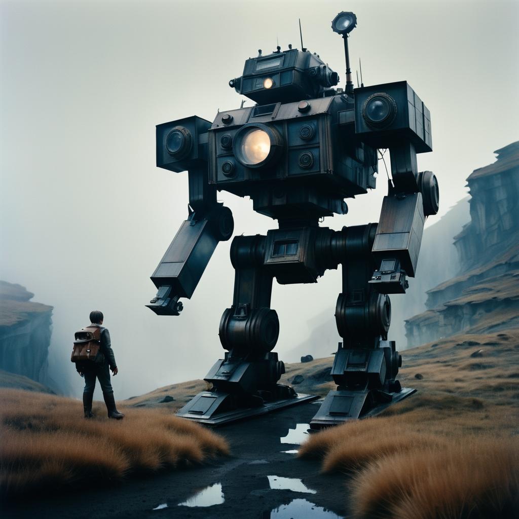 Cinematic Titan: A Vintage Mech Encounter