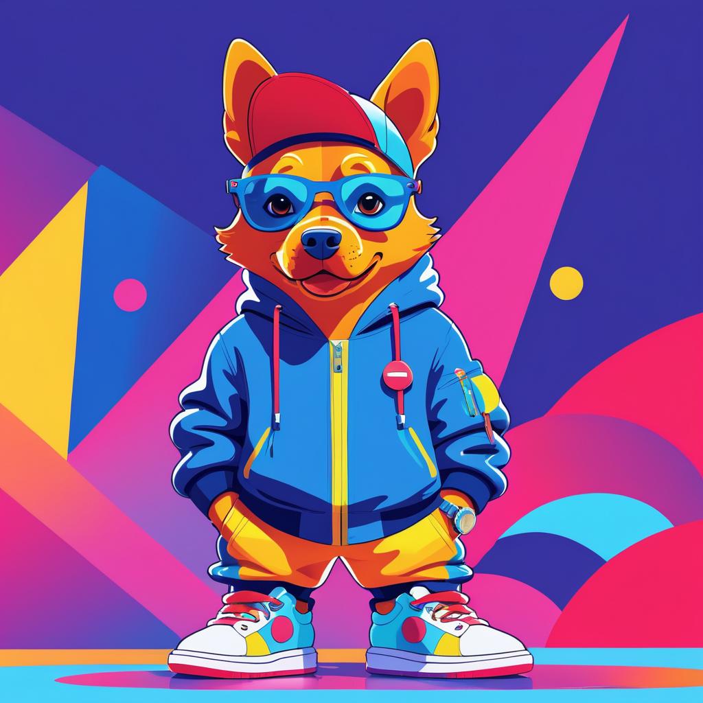 Cool Cartoon Dog in Vibrant Outfit