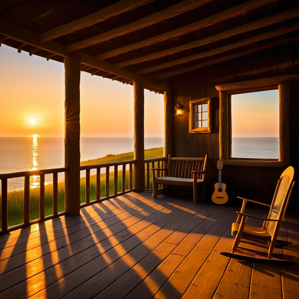 Cozy Cottage Porch at Sunset