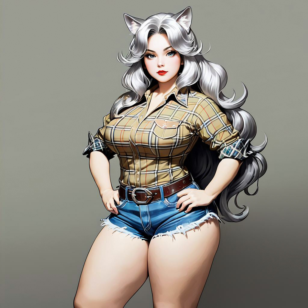 Curious Feline Warrior in Retro Cowgirl Style