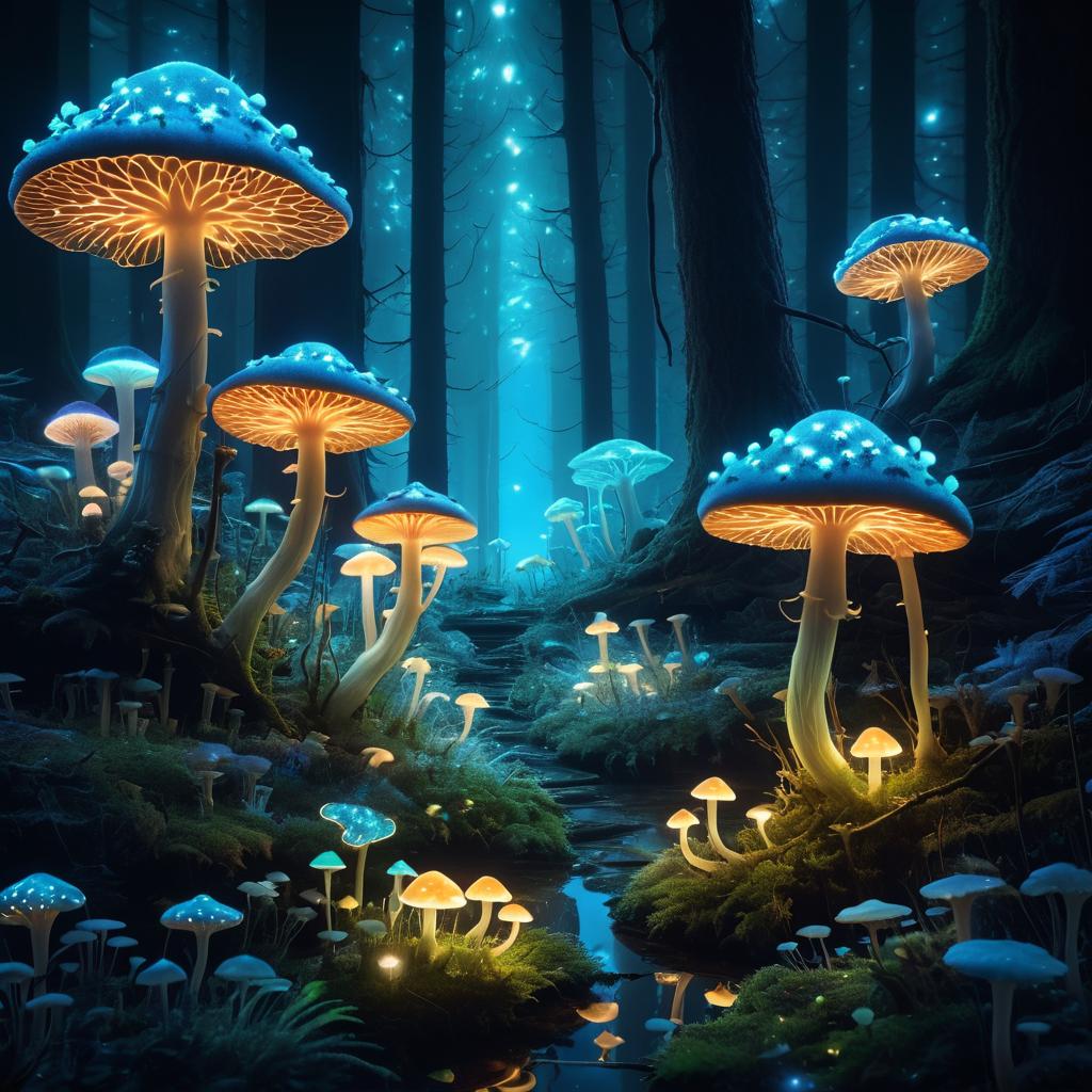 Magical Apothecary in Bioluminescent Forest