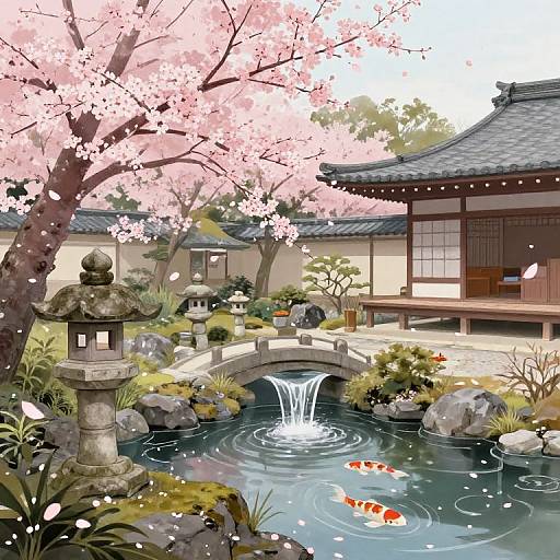 Serene Japanese Garden in Blossom