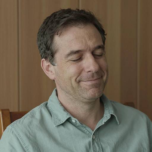 Middle-Aged Man Smiling with Eyes Closed