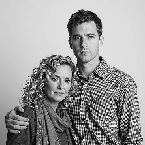 Black and White Portrait of Serious Couple