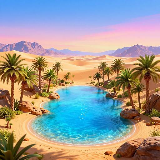 Fantasy Desert Oasis Illustration