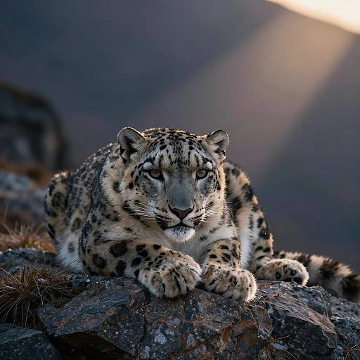 Stunning Snow Leopard in Twilight Meadows