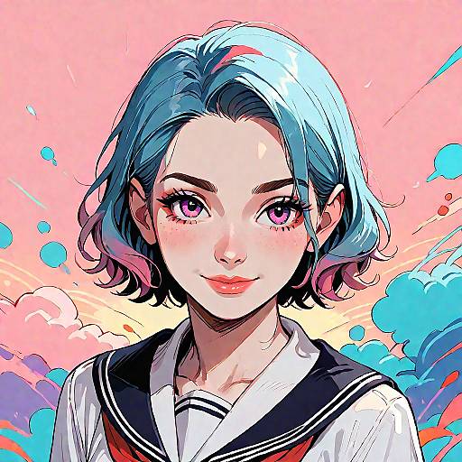 Gentle Smiling Schoolgirl Leaning Forward