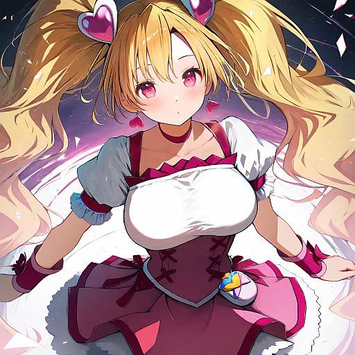 Illustration of Cure peach, precure in the style of Mamemochi