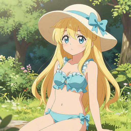 Anime Girl in Summer Garden