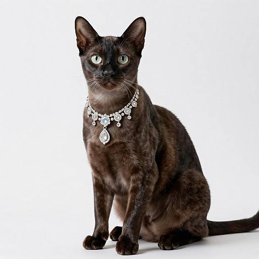 Elegant Nebelung Cat Portrait with Diamonds