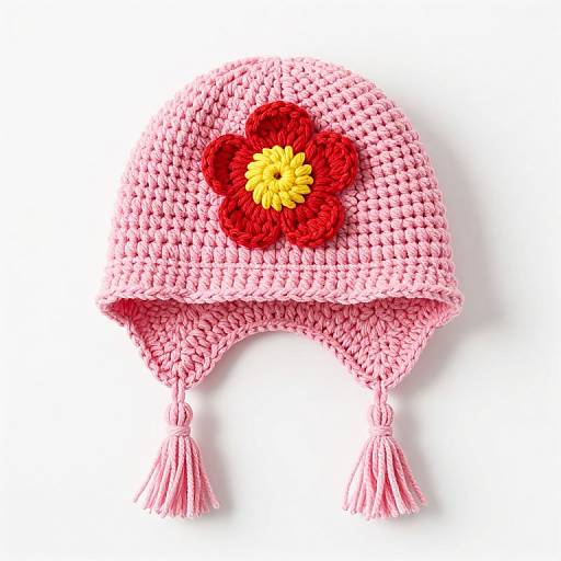 Toddler Pink Crochet Hat with Flower