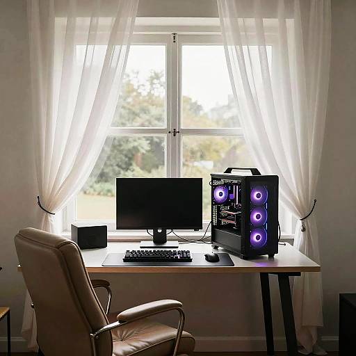 Minimalist Gaming Setup by Window