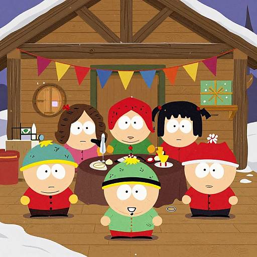 Southpark Style Winter Cabin Party