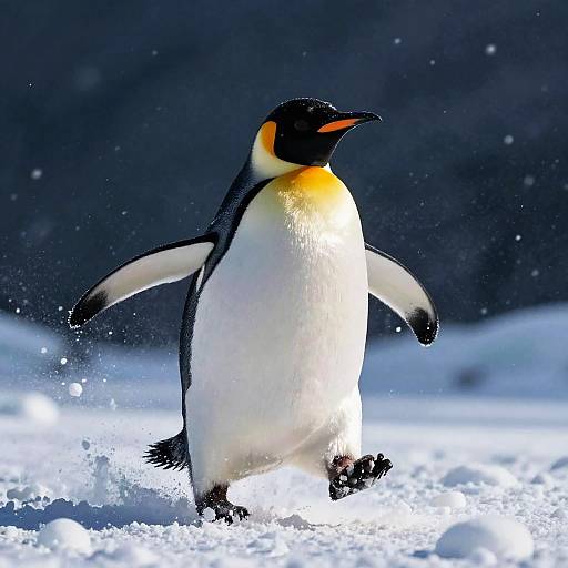 Cinematic Penguin Running Through Snowstorm