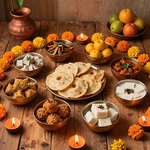 Navratri Festival Traditional Feast Setup