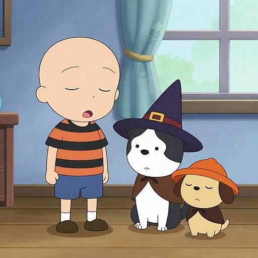 Whimsical Cartoon Scene with Characters