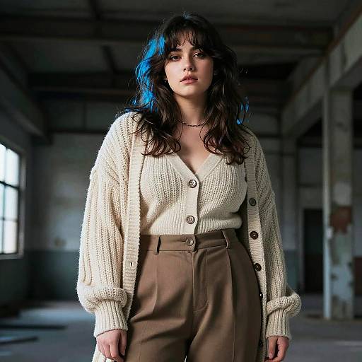 Layered Bangs Plus-Size Industrial Editorial