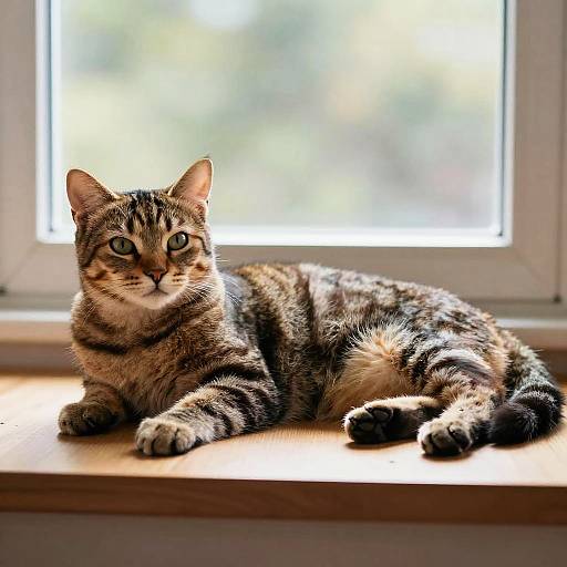Graceful Cat by Sunlit Window