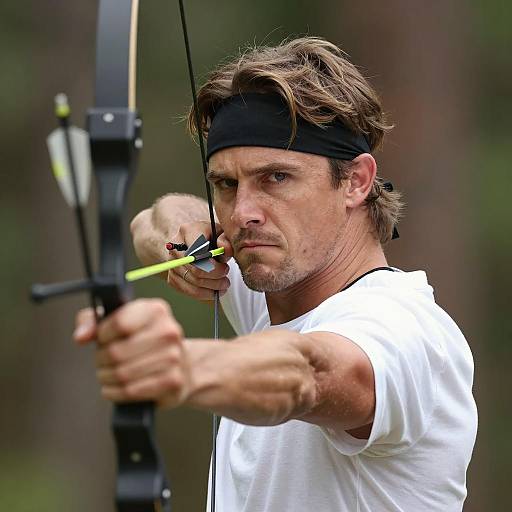 Serious Archer in Forest Setting