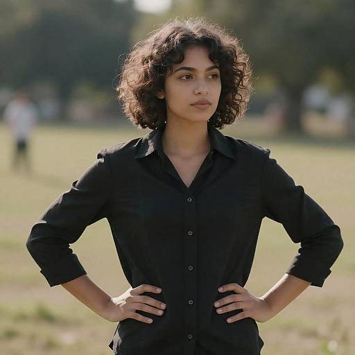 Calm Confident Woman in Sunlit Field