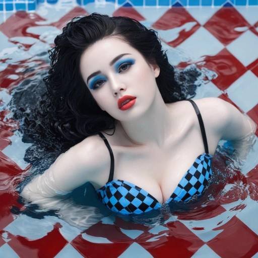 Elegant Girl in Water with Makeup