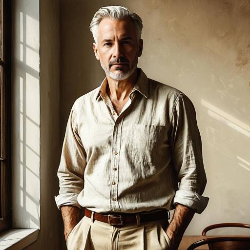 Stylish Middle-Aged Man in Linen Shirt