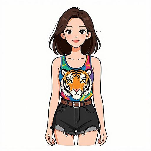 Smiling Woman in Vibrant Casual Outfit