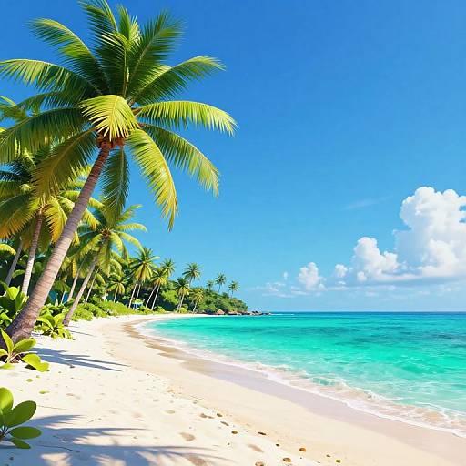 Tropical Beach Paradise Digital Illustration