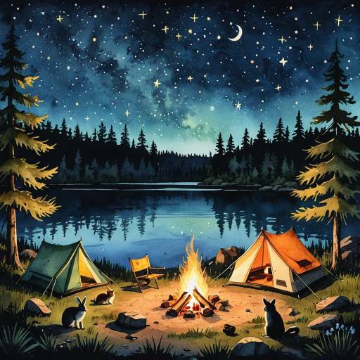 Peaceful Lakeside Campsite Under Stars