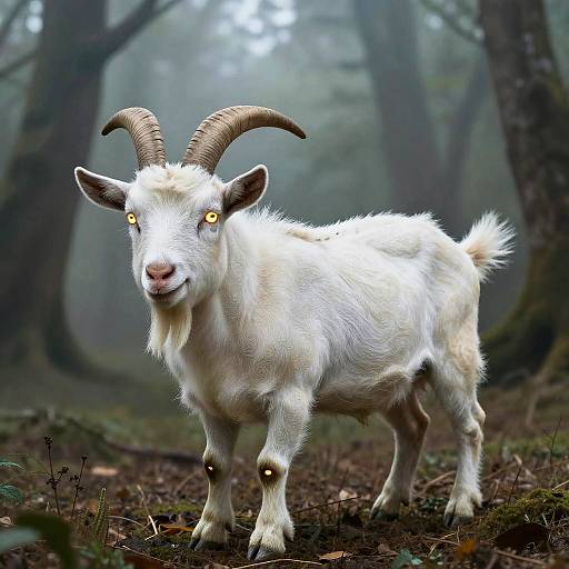 Pig-Goat Hybrid in Misty Forest