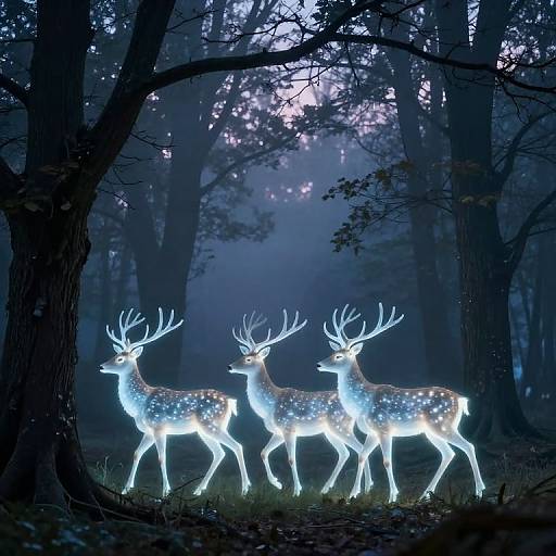 Ethereal Luminous Deer in Misty Forest