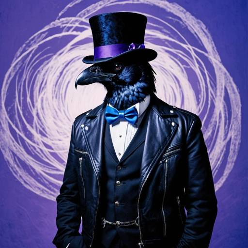 Raven Portrait in Suit and Leather Jacket