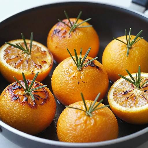 Close-Up of Roasted Oranges in Pan