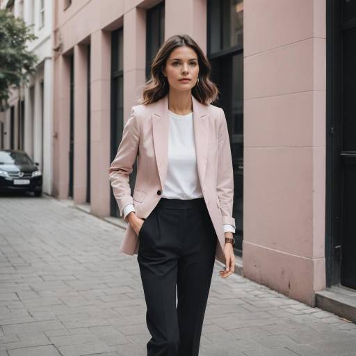 Minimalist Fashion Woman in Pink Blazer