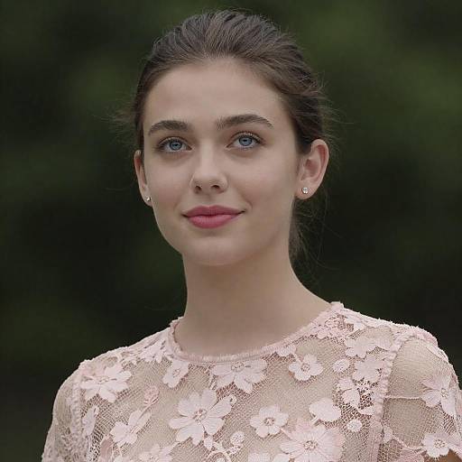 Young Woman in Pink Floral Lace