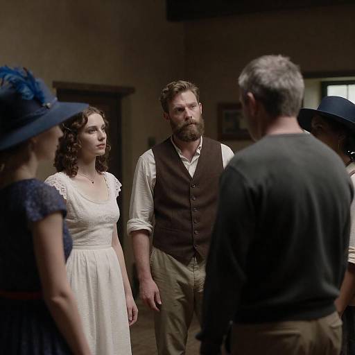 Rustic Room Gathering: A Dimly Lit Scene