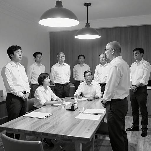 Business Meeting in Classic Monochrome