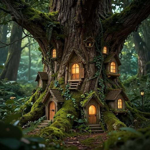 Lilliputian Village in Giant Tree