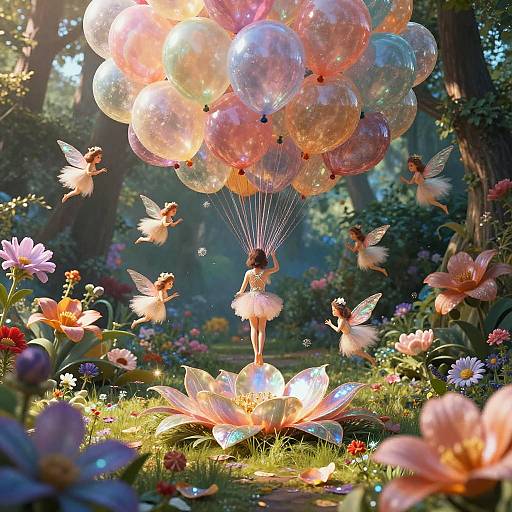 Mythical Garden of Iridescent Balloons